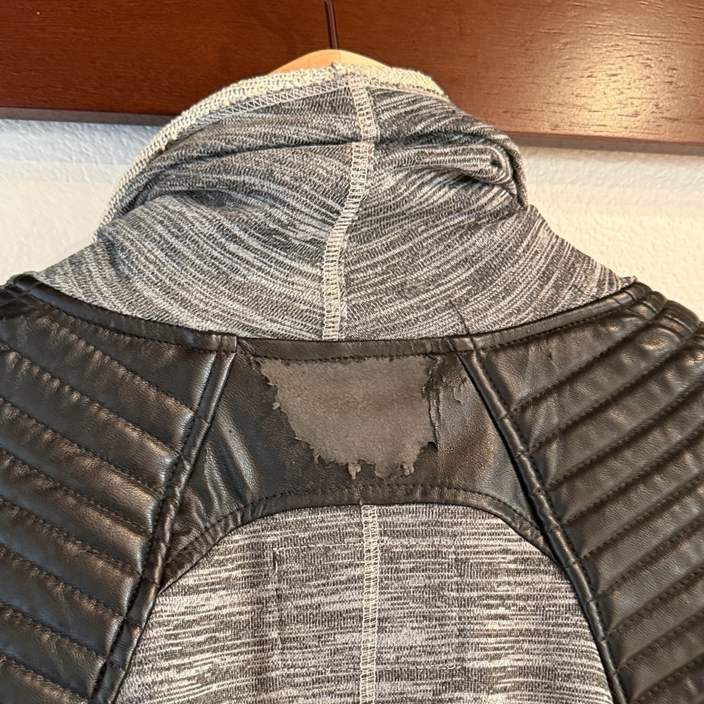 Blank NYC Faux Leather Moto Drape French Terry Wrap Jacket, Size M, FLAWED - Picture 14 of 14